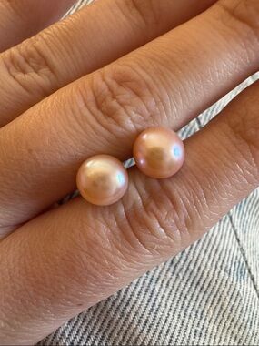 Pink Pearl Sterling Silver Stud Earrings - Elegant Pink Pearl Jewelry